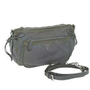 PRADA Shoulder Bag Nylon Gray Auth 64759